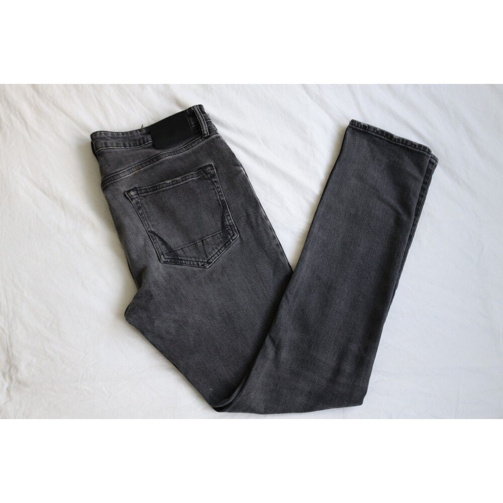 AllSaints Rex Men’s Jeans W33 Gray Black Distressed Slim Fit Stretch Denim